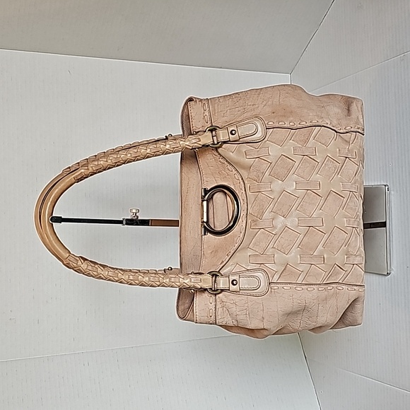Salvatore Ferragamo Handbags - Salvatore Ferragamo Whipstich Gancini Nubuck Basketweave Shoulder Bag - EUC Rare